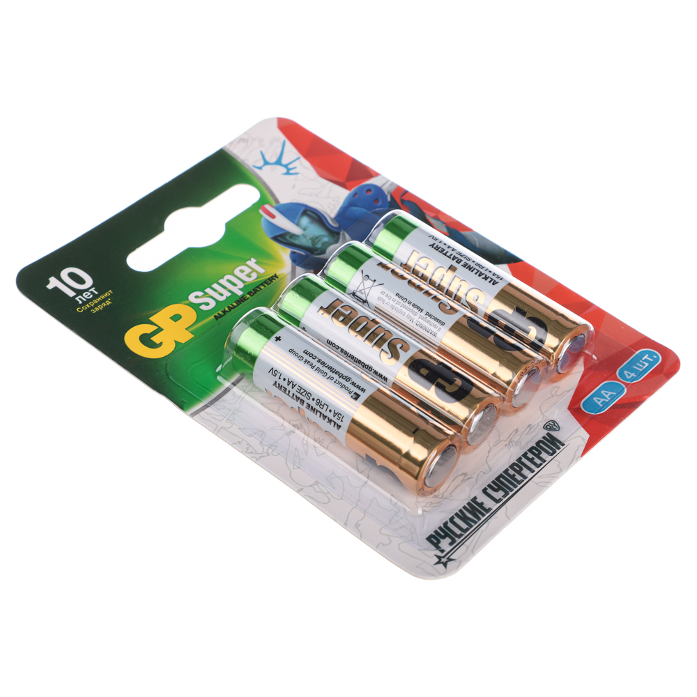 Батарейки AA GP Super BY Герои 4шт 15AGM-2CR в блистере, арт.№ 917-014