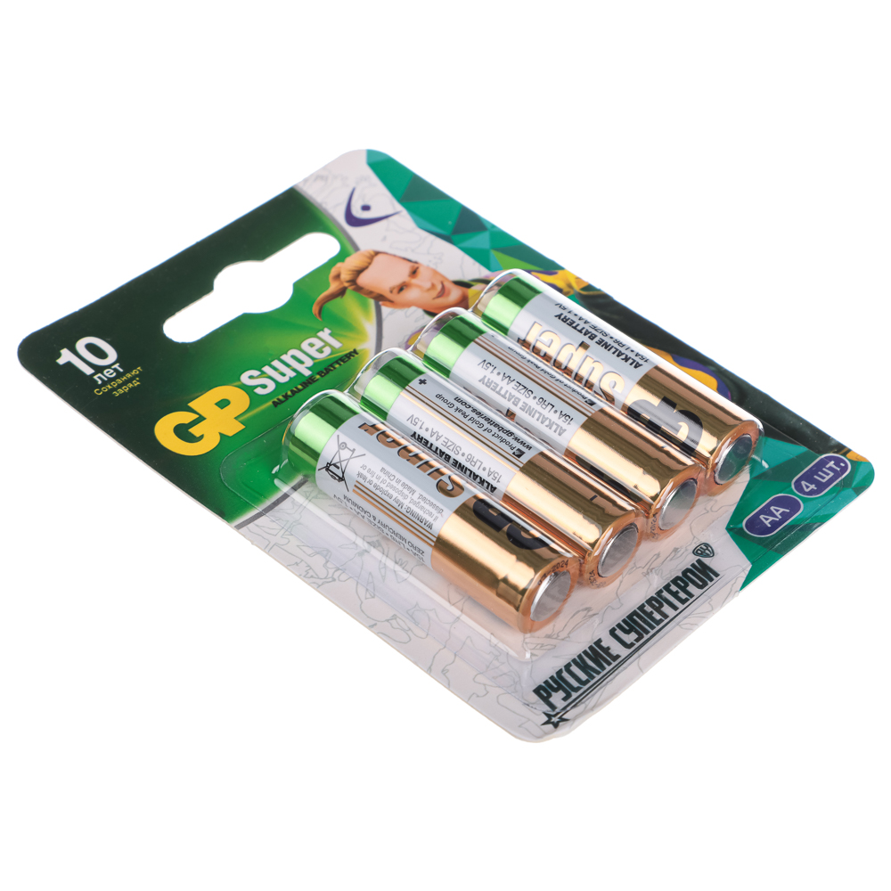 Батарейки AA GP Super BY Герои 4шт 15AGM-2CR в блистере, арт.№ 917-014