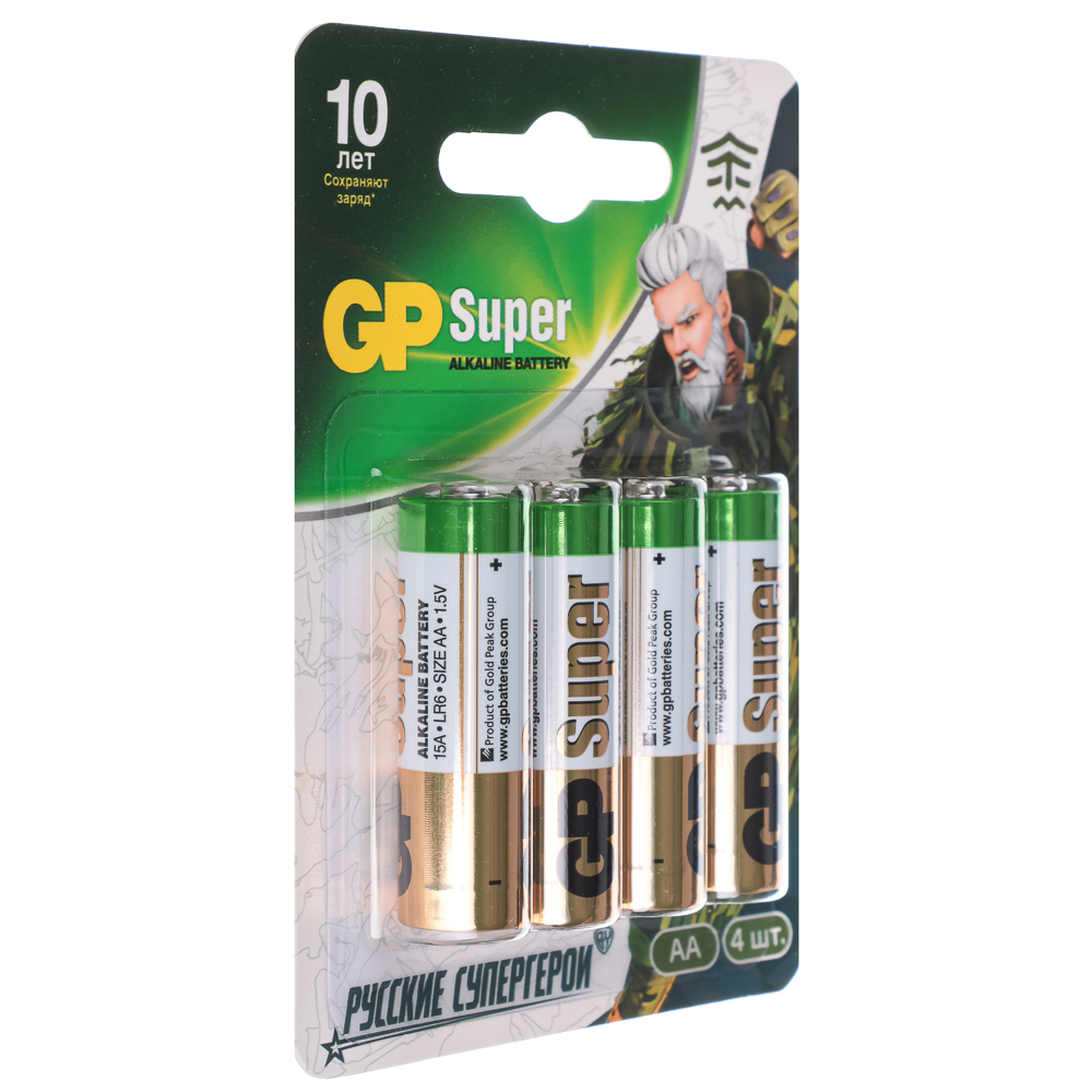 Батарейки AA GP Super BY Герои 4шт 15AGM-2CR в блистере, арт.№ 917-014