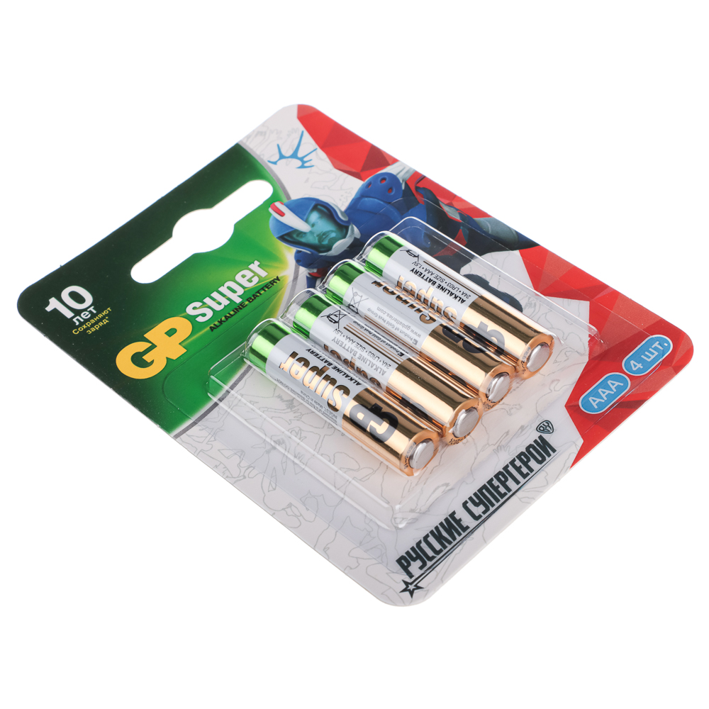 Батарейки AAA GP Super BY Герои 4шт 24AGM-2CR4 в блистере, арт.№ 917-015