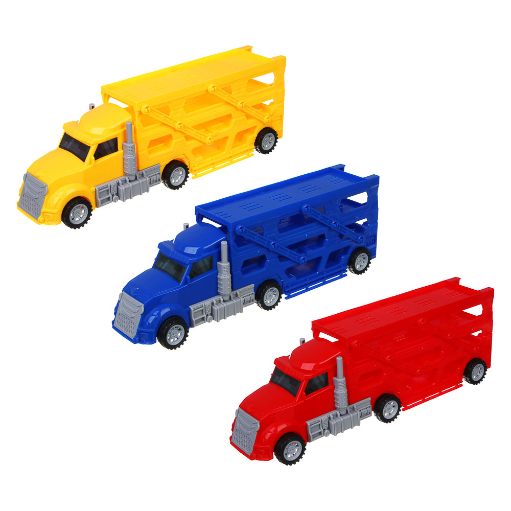 ИГРОЛЕНД Автовоз с треком, 3 машинки, металл, PP, 33,5х13х8,5 см, 3 дизайна, арт.№ 276-175