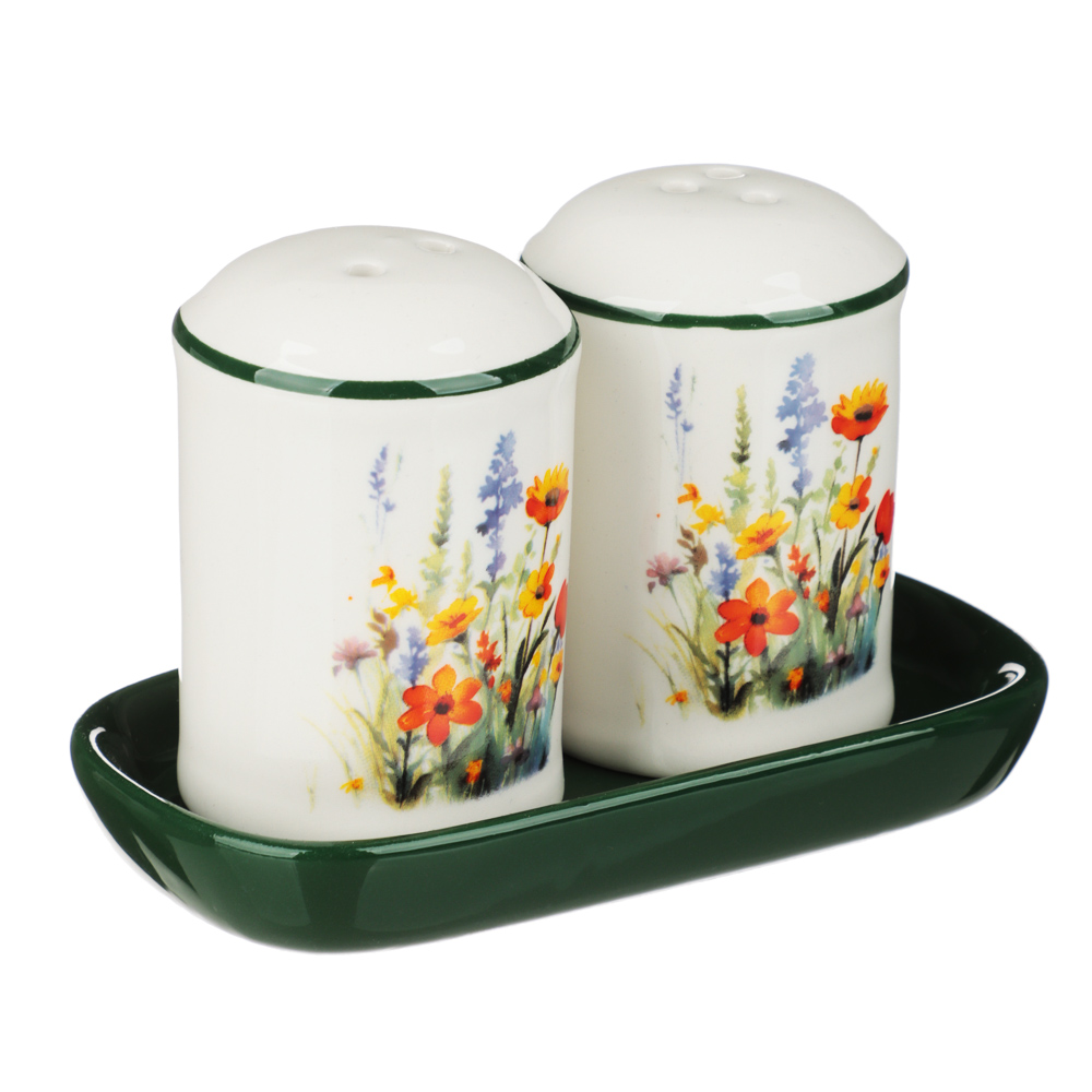 MILLIMI Полевые цветы Набор для соли и перца на подставке, 4,5х6,5см, керамика, арт.№ 824-014