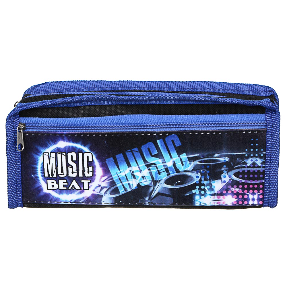 Мьюзик Бит Пенал мягкий прямоугольный, 21х9х4,5см, ПЭ, 1 карман, вставка из иск.кожи с печатью, арт.№ 238-253