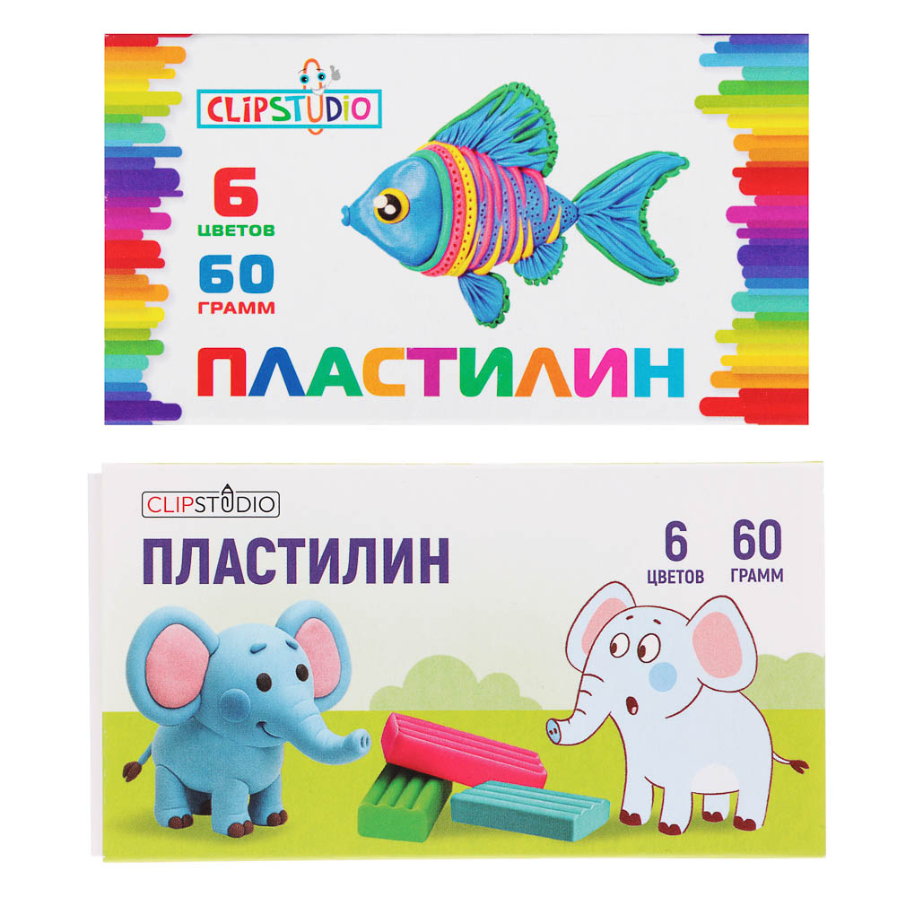 Пластилин 6цв. ClipStudio 60 грамм, в картонном выдвижном пенале, арт.№ 239-042