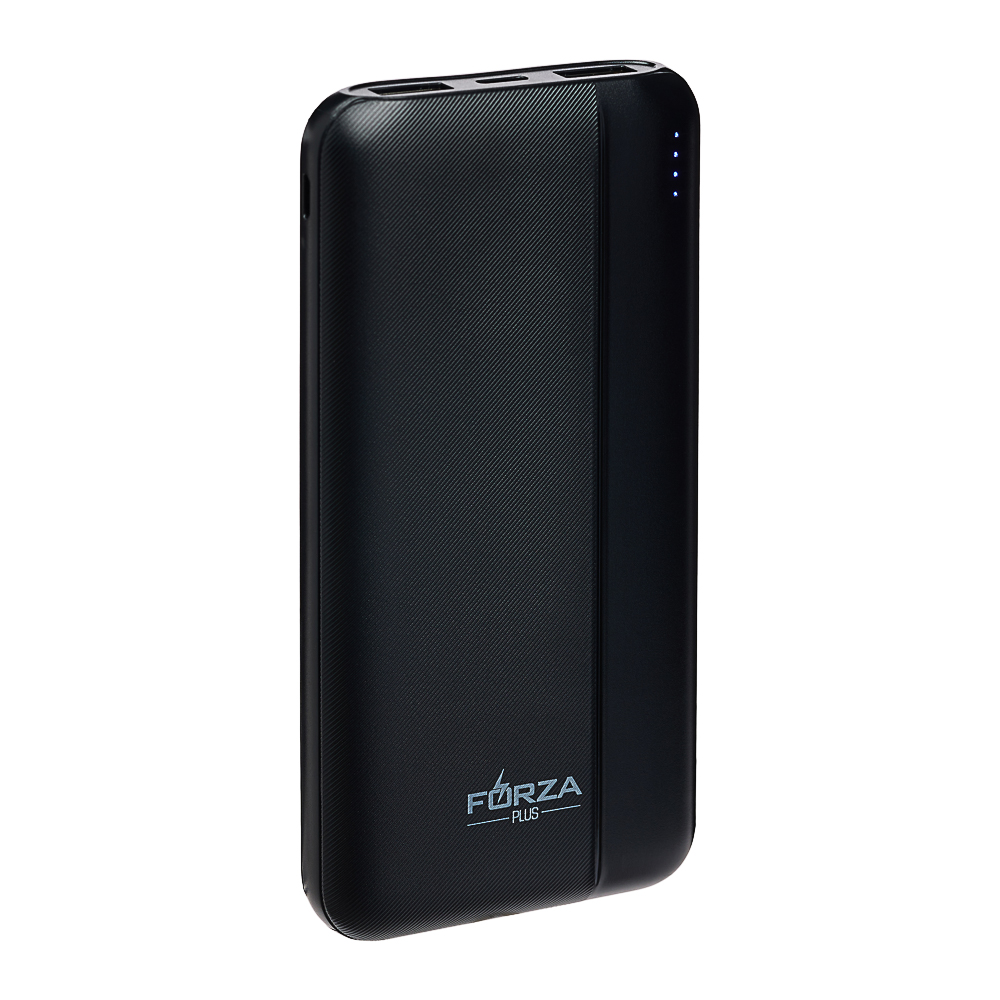 Аккумулятор мобильный FORZA 10000мАч, 2xUSB-A, 1xUSB-C, 1xMicro-USB, ребристый, 10W, черный, арт.№ 031-112