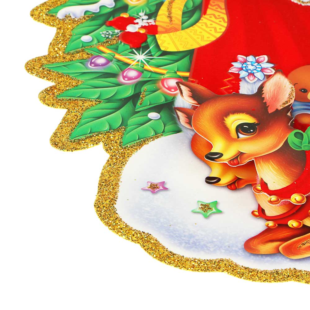 СНОУ БУМ Панно Елка, Дед Мороз, Снегурочка, 43х32см, бумага, арт.№ 336-407