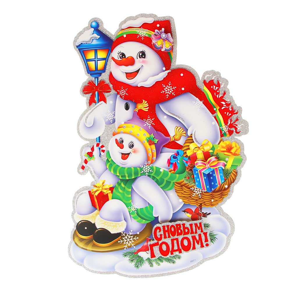 СНОУ БУМ Панно Снеговики, 50х34см, бумага, арт.№ 336-406