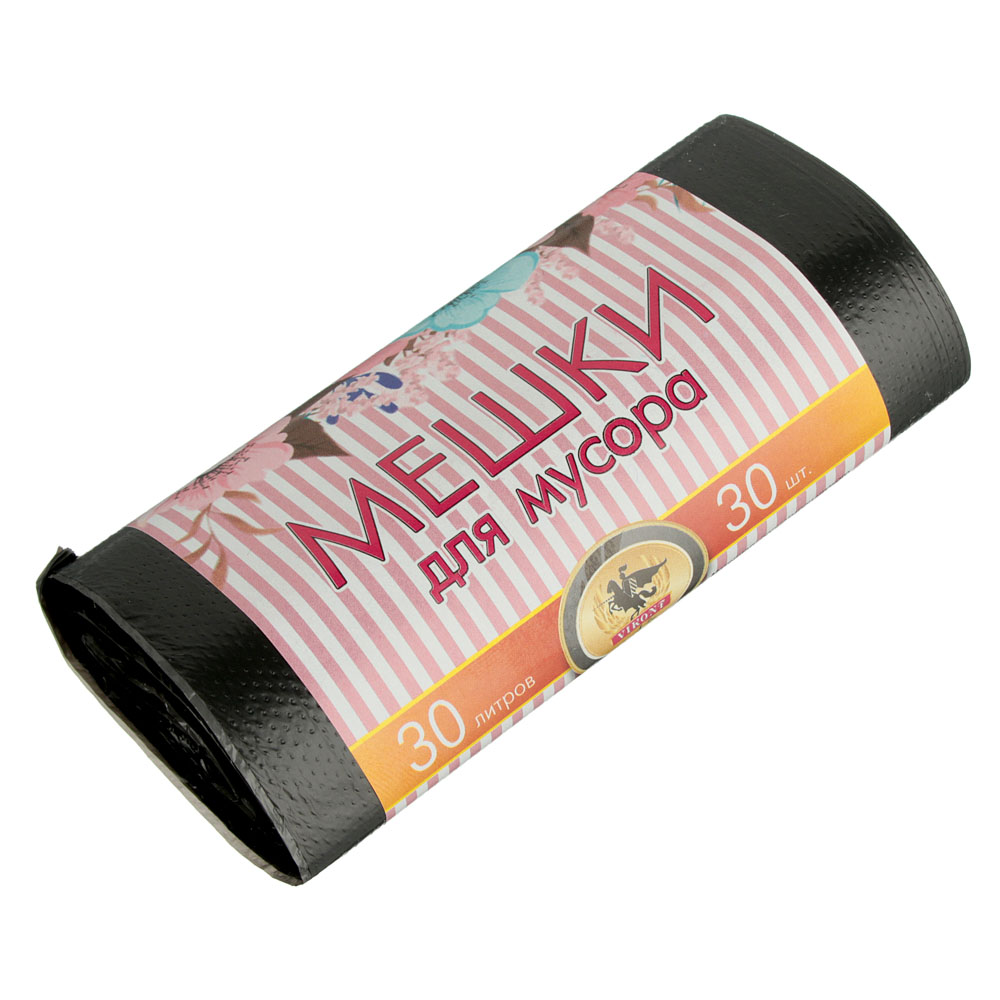 Мешки для мусора 30л, 30шт, 6 микрон, эконом, арт.№ 449-013