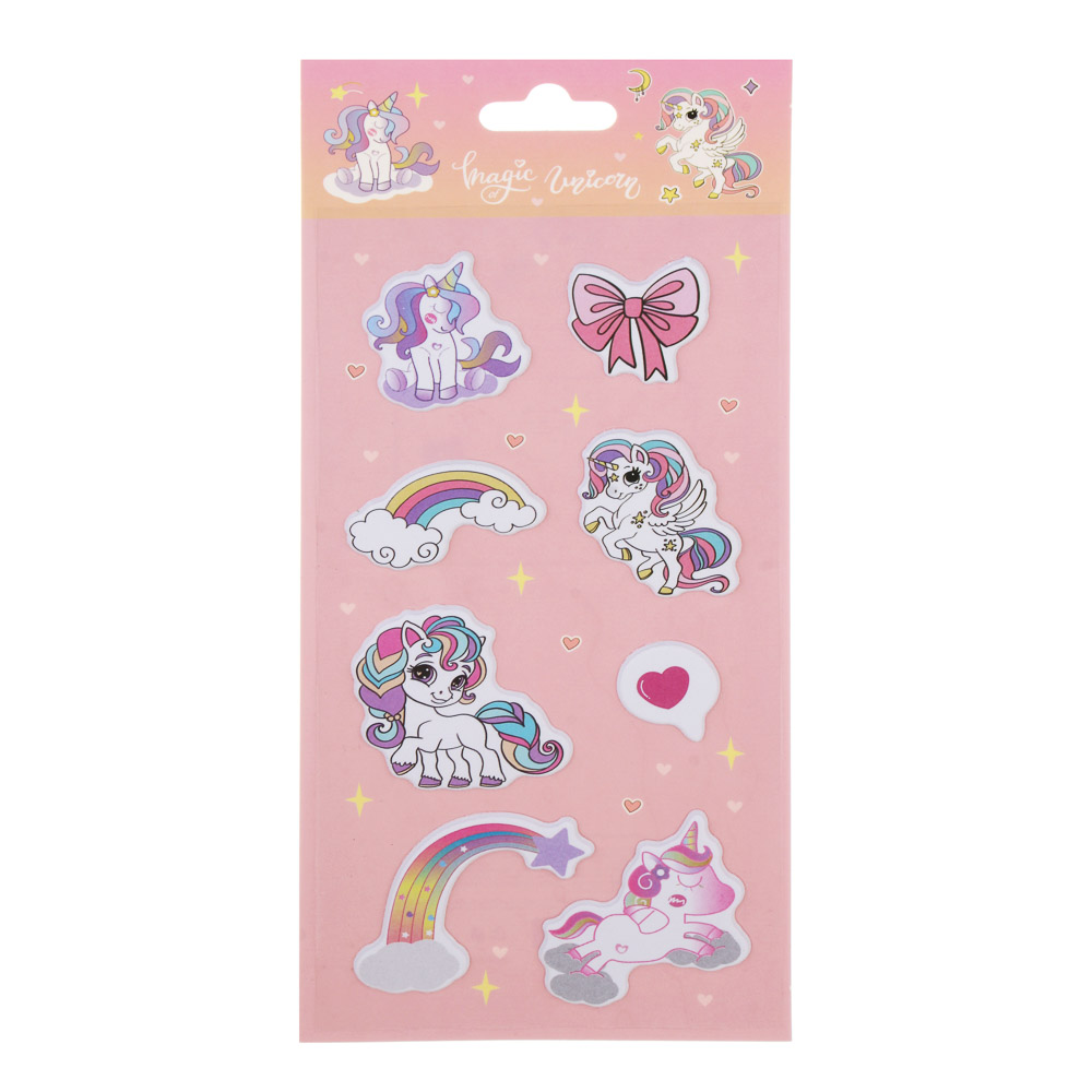 Наклейки пластиковые мягкие "Единорожка", 8,5х17,5см, арт.№ 557-104
