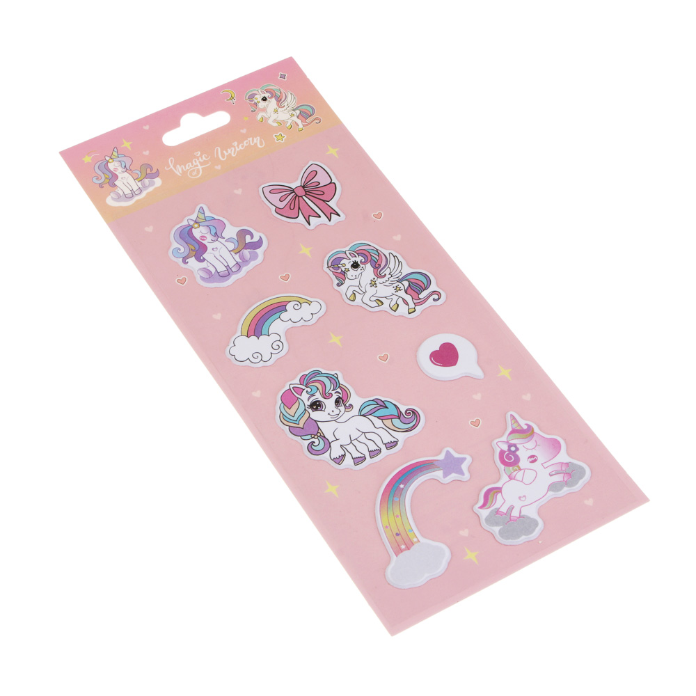 Наклейки пластиковые мягкие "Единорожка", 8,5х17,5см, арт.№ 557-104