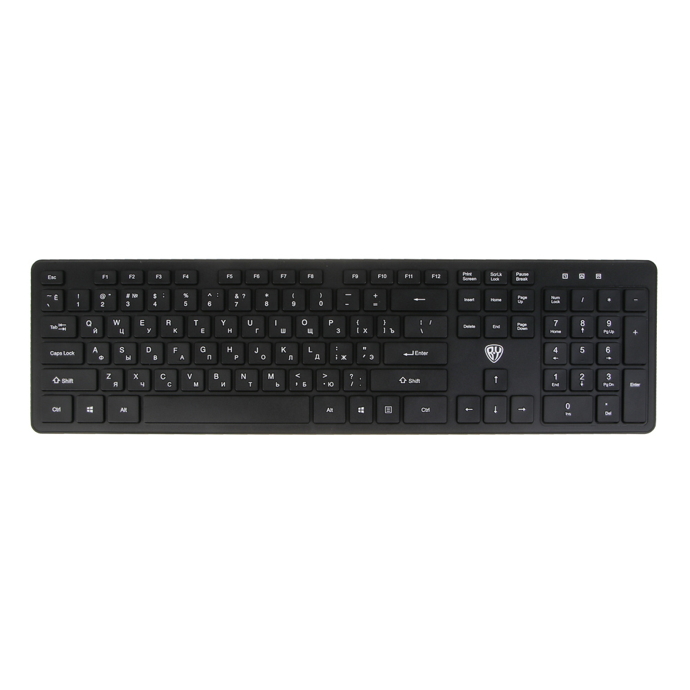 Набор беспроводная клавиатура и мышь BY Unikeys, 2.4GHz,4D, 104 кл., 1600DPI, 1xАА и 1xААА, чёрный, арт.№ 405-119