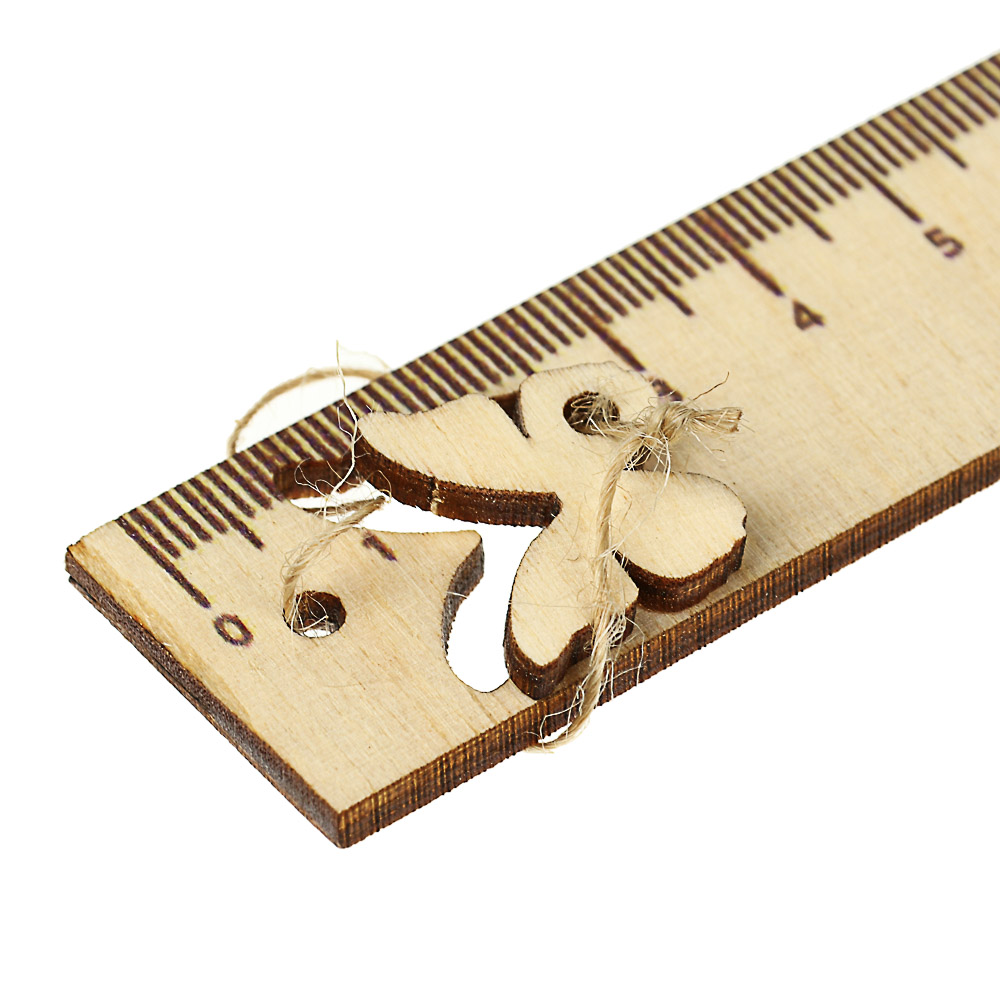 Линейка 18 см, с вырубкой и подвесом - фигуркой в форме вырубки, дерево, инд.маркировка, 6 дизайнов, арт.№ 576-024