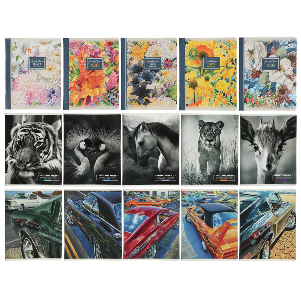 Тетрадь 96л. в клетку ПРЕМИУМ, офсет, обл.картон, скрепка, "Микс", эфефкты, 10141/5, JW42/5, 9734/5, арт.№ 578-019