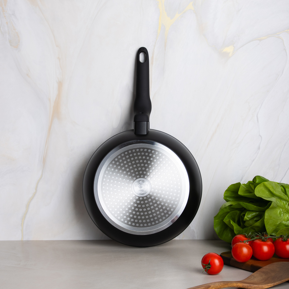 SATOSHI Стоун Сковорода литая с крышкой d24см, антипригарное покрытие мрамор, индукция, арт.№ 846-675