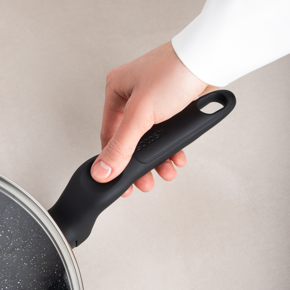 SATOSHI Стоун Сковорода литая с крышкой d24см, антипригарное покрытие мрамор, индукция, арт.№ 846-675