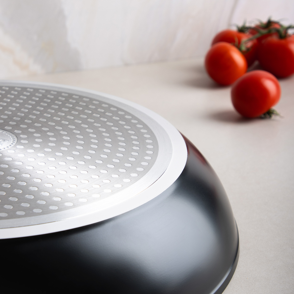 SATOSHI Стоун Сковорода литая с крышкой d26см, антипригарное покрытие мрамор, индукция, арт.№ 846-676