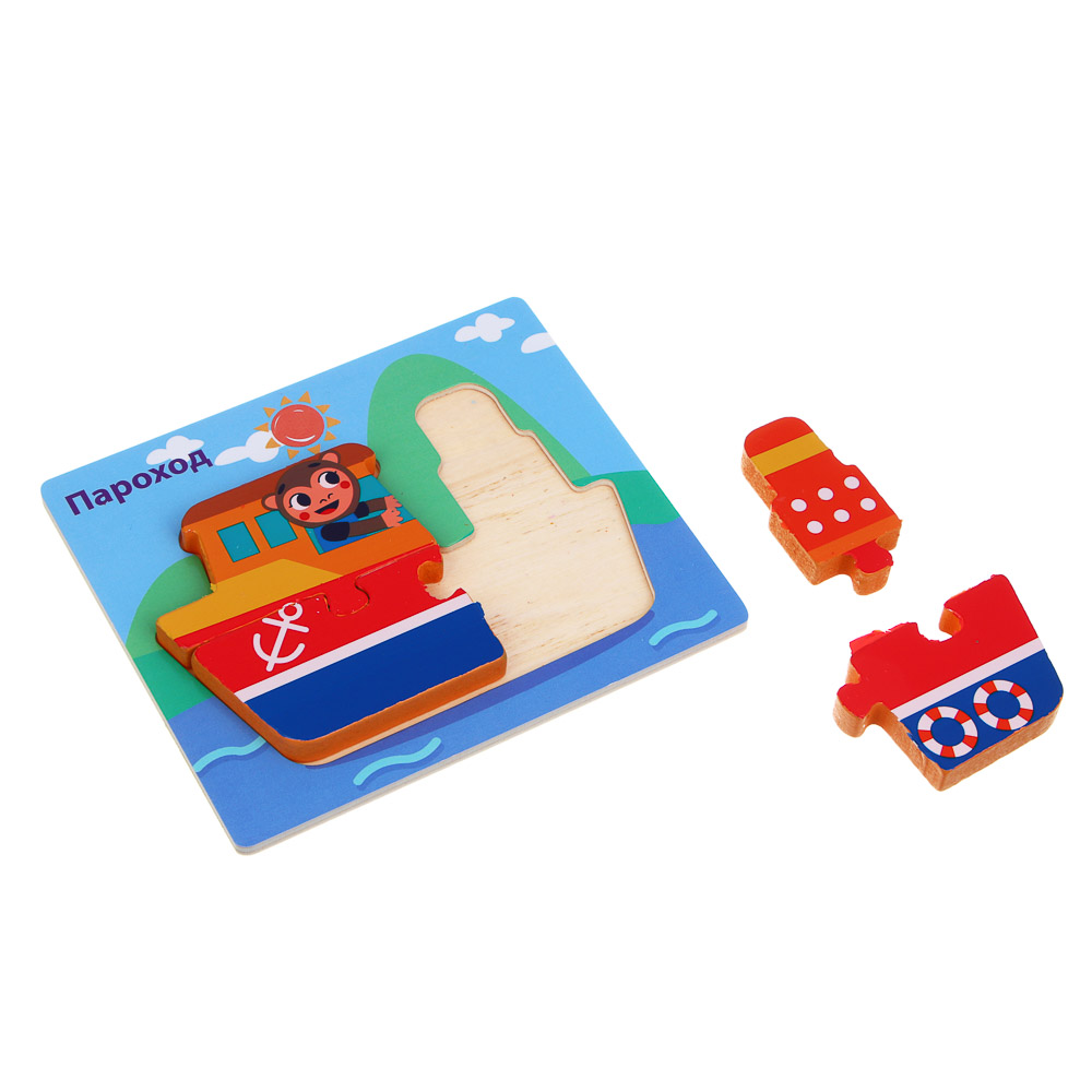 ИГРОЛЕНД Пазлы деревянные развивающие для малышей, 13х11см, 4 дизайнов, дерево, арт.№ 262-002