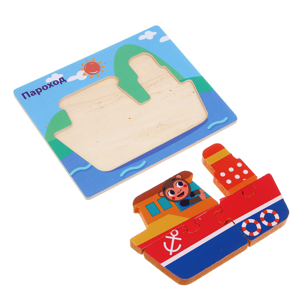 ИГРОЛЕНД Пазлы деревянные развивающие для малышей, 13х11см, 4 дизайнов, дерево, арт.№ 262-002