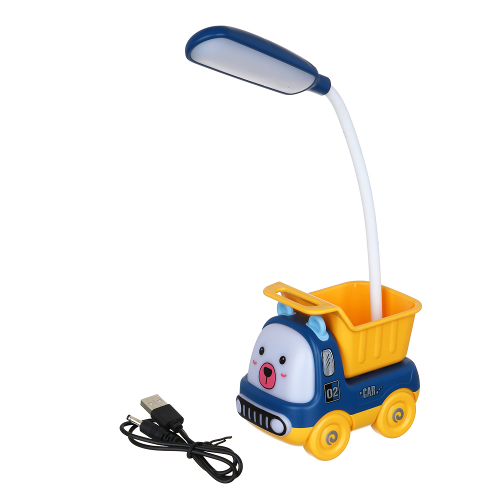 Светильник LED 2 в 1 в форме машинки, подставка для ручек, ABS, 9х5,5х27,5 см, USB, 2 дизайна, арт.№ 476-399