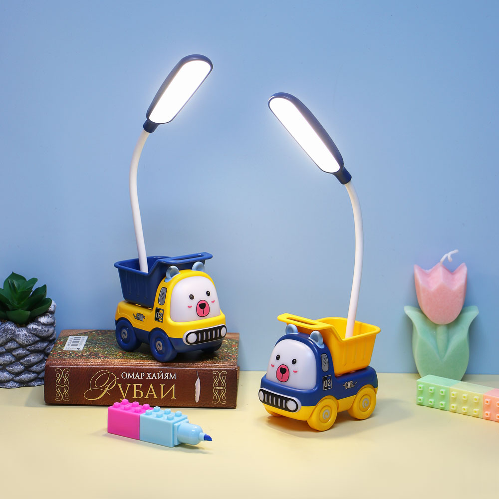 Светильник LED 2 в 1 в форме машинки, подставка для ручек, ABS, 9х5,5х27,5 см, USB, 2 дизайна, арт.№ 476-399