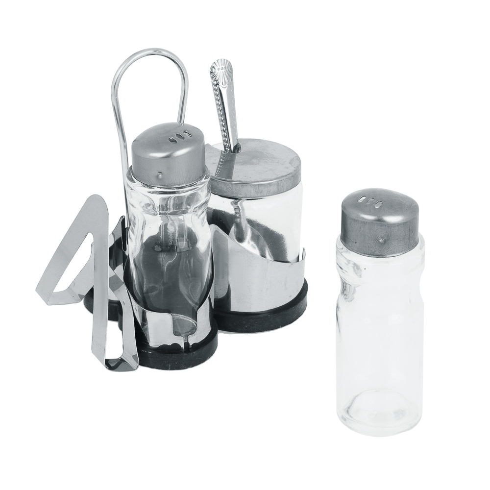 VETTA Набор для соли, перца и горчицы с салфетницей "Комфорт", h13см, нерж. сталь, стекло, арт.№ 828-007