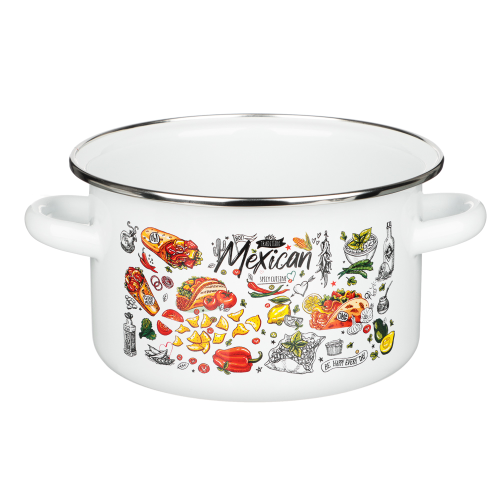 Мексика Кастрюля цилиндрическая эмалированная 2л, арт.№ 894-538
