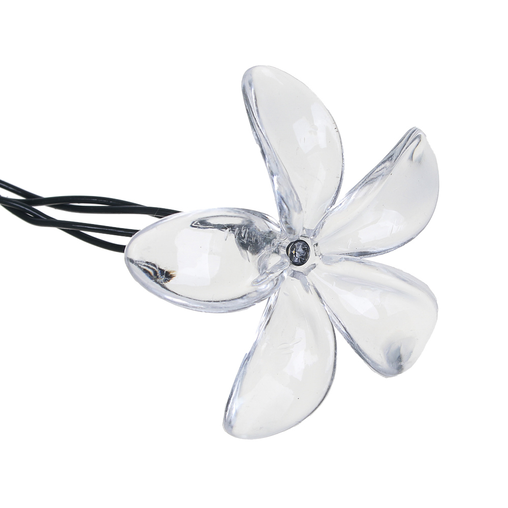 Гирлянда уличная цветок на солнечной батарее 7 м INBLOOM, 25 LED, свечение шампань, 2 режима, провод ПВХ зеленый, 600 мАч, арт.№ 185-043