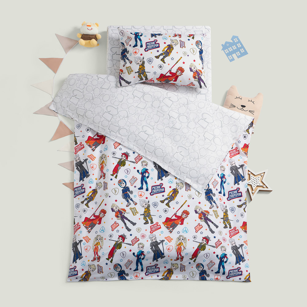 BY Русские супергерои Комплект постельного белья 1,5 (3 предмета), поплин, 100% хлопок, джуниор, арт.№ 421-514