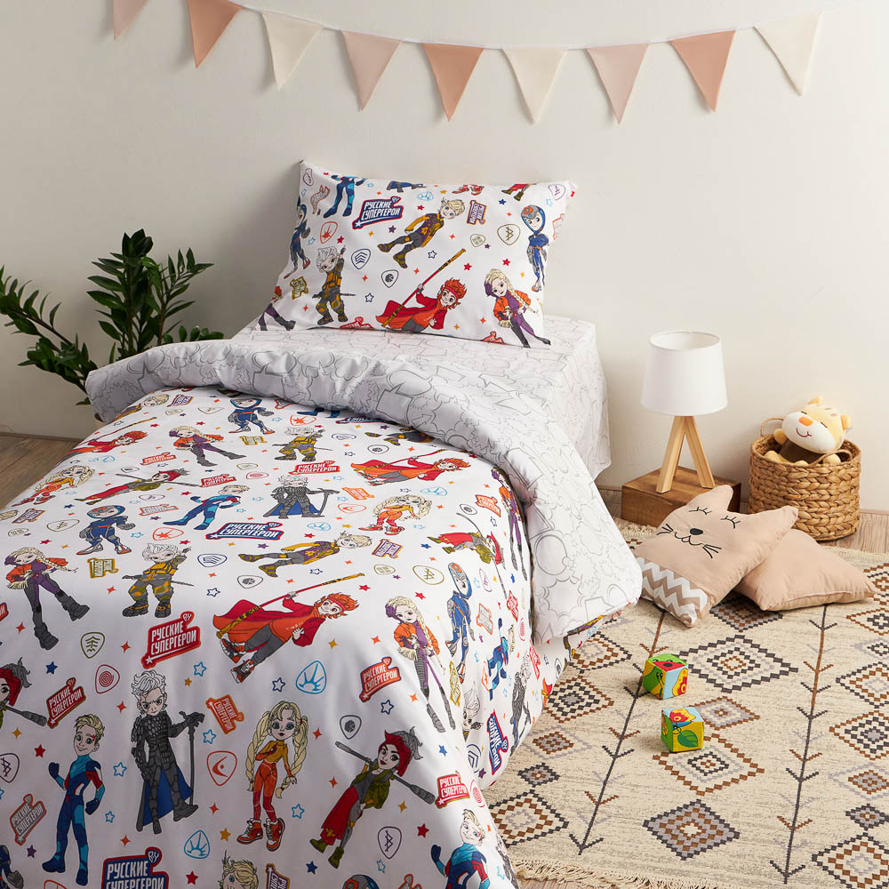 BY Русские супергерои Комплект постельного белья 1,5 (3 предмета), поплин, 100% хлопок, джуниор, арт.№ 421-514