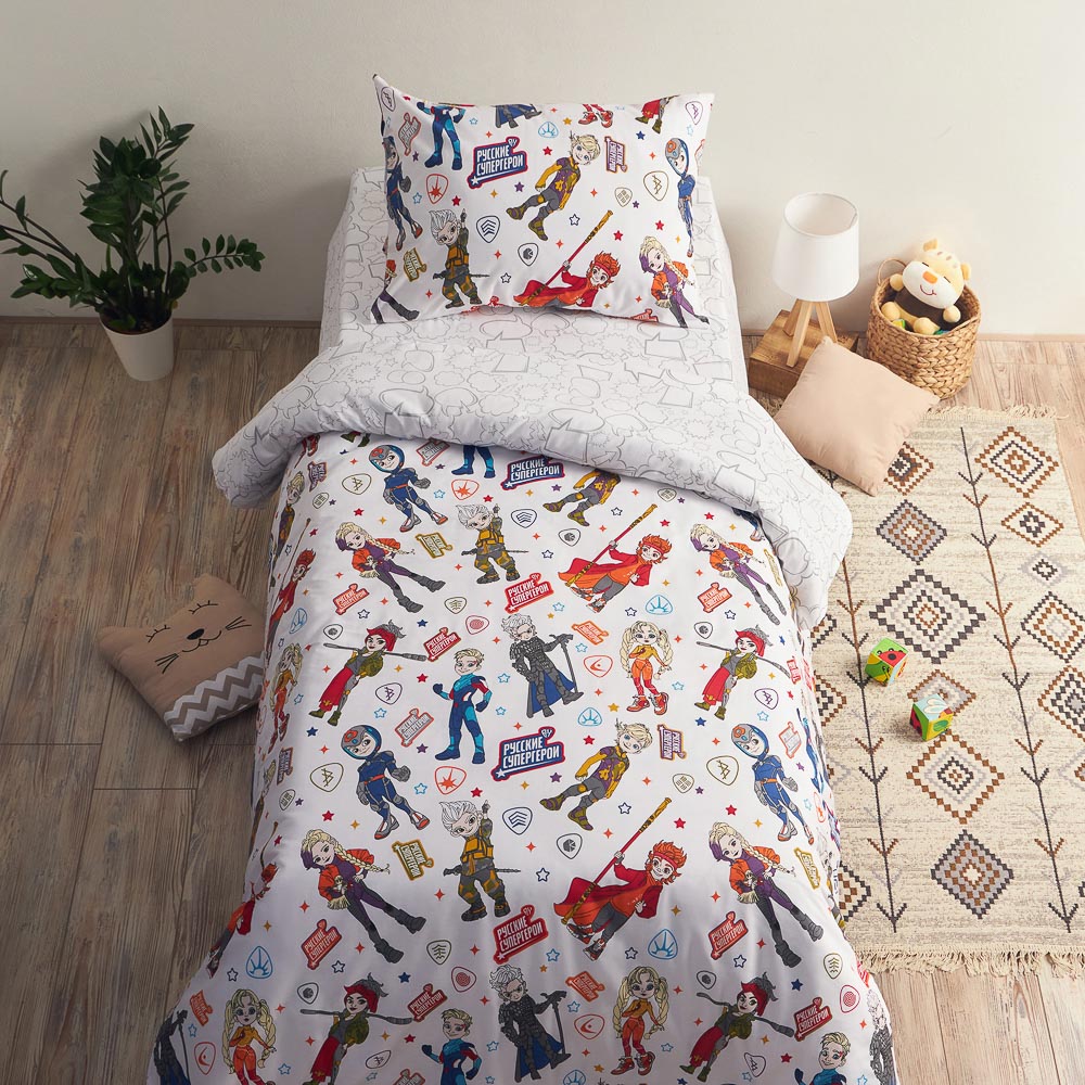 BY Русские супергерои Комплект постельного белья 1,5 (3 предмета), поплин, 100% хлопок, джуниор, арт.№ 421-514