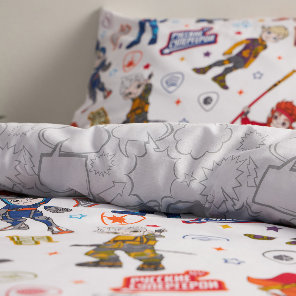 BY Русские супергерои Комплект постельного белья 1,5 (3 предмета), поплин, 100% хлопок, джуниор, арт.№ 421-514