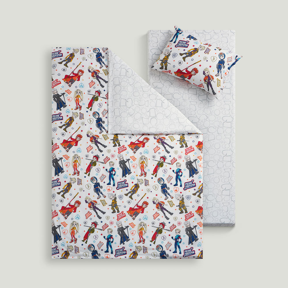 BY Русские супергерои Комплект постельного белья 1,5 (3 предмета), поплин, 100% хлопок, джуниор, арт.№ 421-514