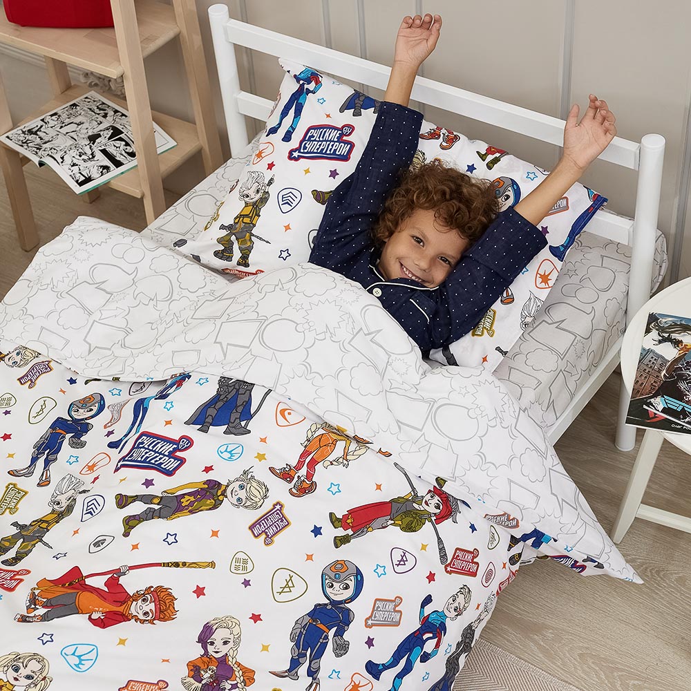 BY Русские супергерои Комплект постельного белья 1,5 (3 предмета), поплин, 100% хлопок, джуниор, арт.№ 421-514