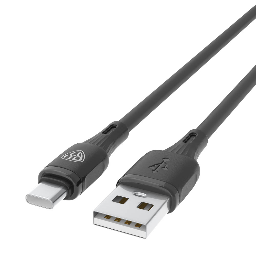 Кабель для зарядки USB(A)-Type C BY Twist, 36Вт, 1 м, 3A, гибкий силикон, чёрный, арт.№ 931-609