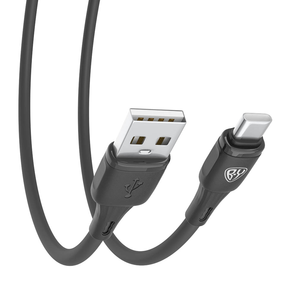 Кабель для зарядки USB(A)-Type C BY Twist, 36Вт, 1 м, 3A, гибкий силикон, чёрный, арт.№ 931-609