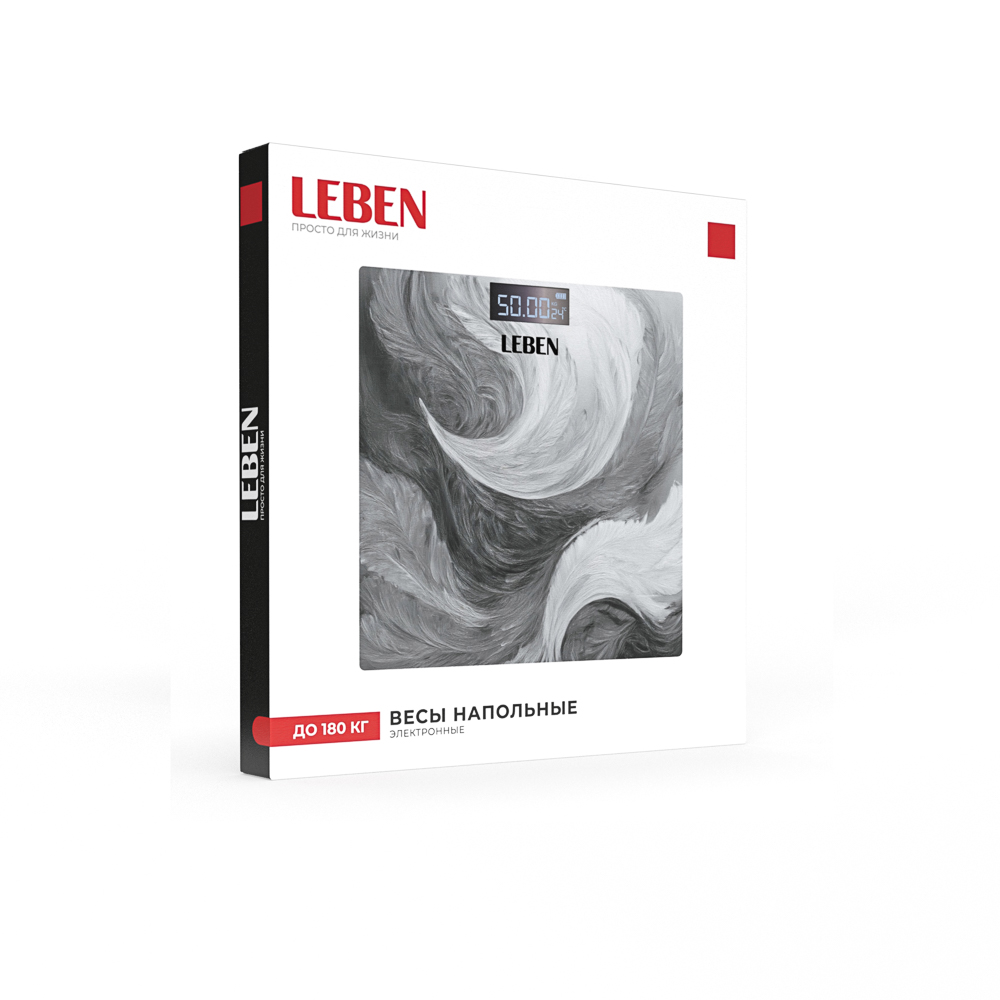 LEBEN Весы напольные электронные "Grey", ЖК-дисплей, макс. нагр.до 180кг, арт.№ 252-101