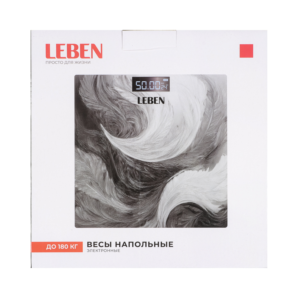 LEBEN Весы напольные электронные "Grey", ЖК-дисплей, макс. нагр.до 180кг, арт.№ 252-101