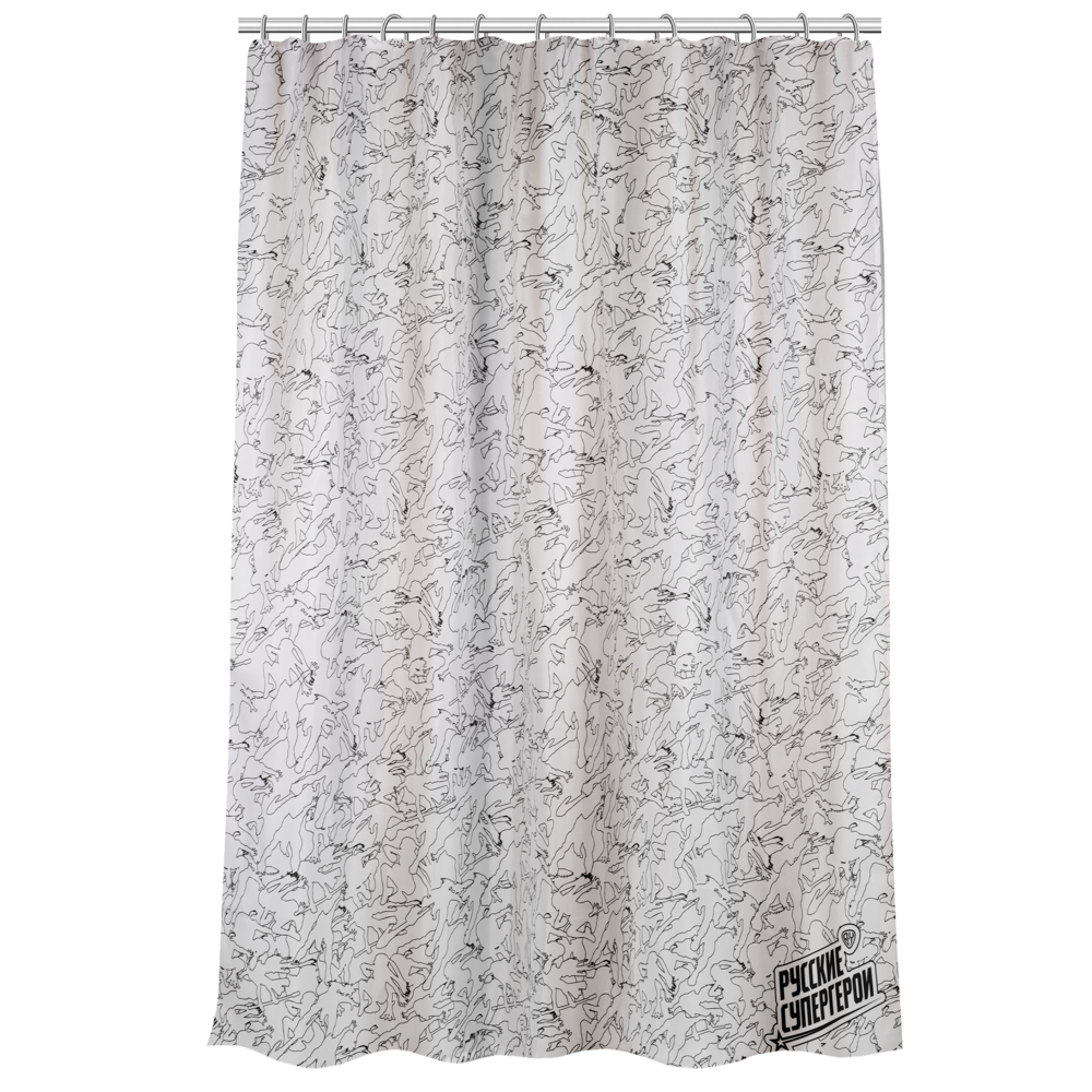 BY Русские Супергерои Шторка для ванной, с утяжелителем, полиэстер 90 г/м2, 180x180см, белая, арт.№ 461-624