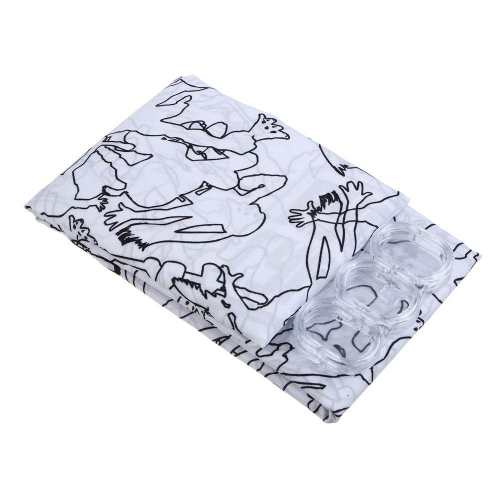 BY Русские Супергерои Шторка для ванной, с утяжелителем, полиэстер 90 г/м2, 180x180см, белая, арт.№ 461-624