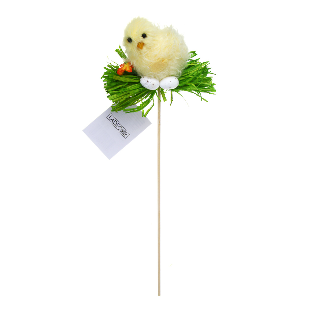 LADECOR Топпер цыплёнок в зелени, полиэстер, пенопласт, 3 дизайна, арт.№ 535-180