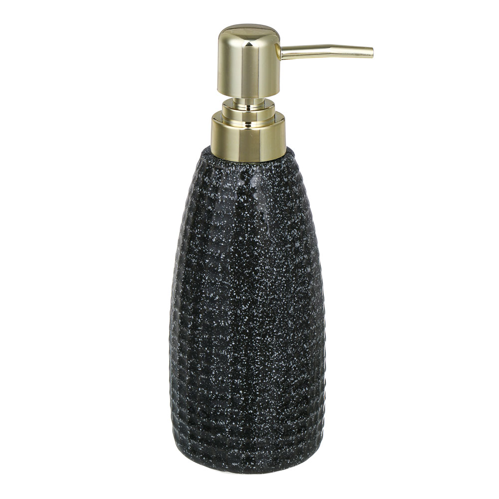 VETTA Дозатор для жидкого мыла, керамика, 350 мл, 7x7x20 см, квадро, черный, арт.№ 478-235