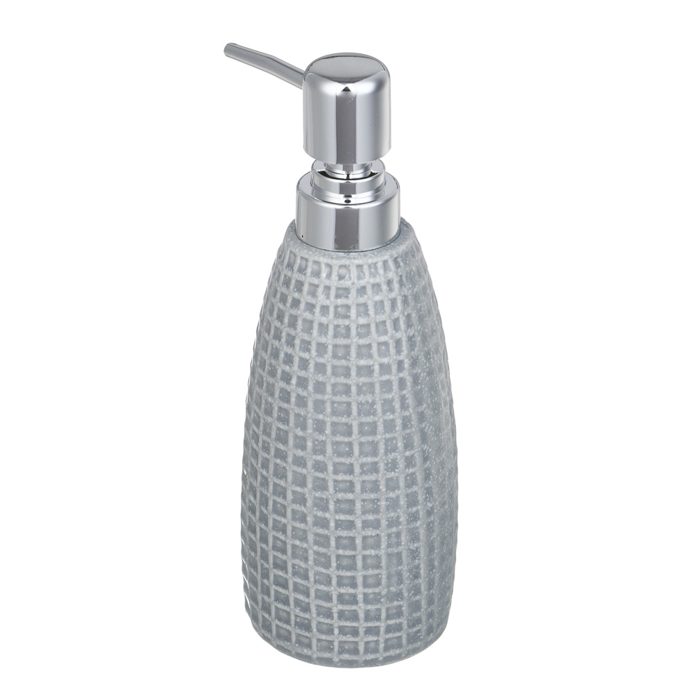 VETTA Дозатор для жидкого мыла, керамика, 350 мл, 7x7x20 см, квадро, серый, арт.№ 478-238