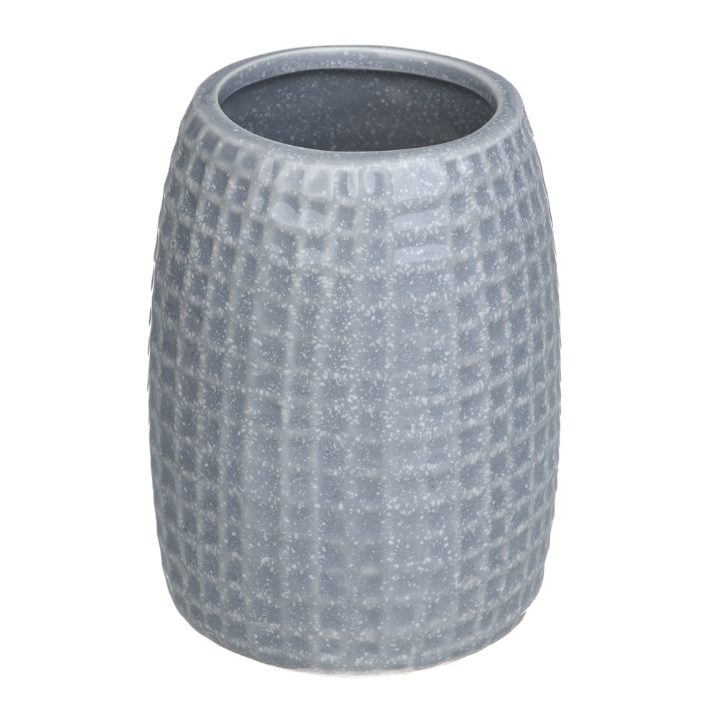 VETTA Стакан для ванной комнаты, керамика, 7x7x10 см, квадро, серый, арт.№ 478-239