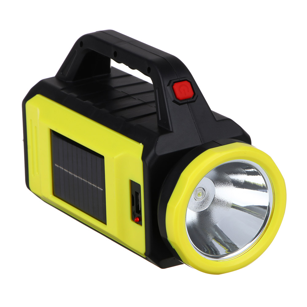 ЕРМАК Фонарь прожектор, солнечная батарея, 2COB+LED, 5 режимов, 2000мАч, 85х130х195 мм, красный свет, арт.№ 223-104