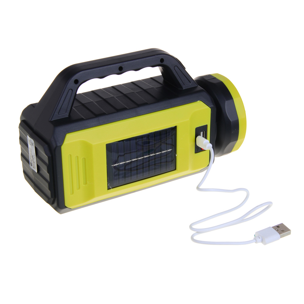 ЕРМАК Фонарь прожектор, солнечная батарея, 2COB+LED, 5 режимов, 2000мАч, 85х130х195 мм, красный свет, арт.№ 223-104