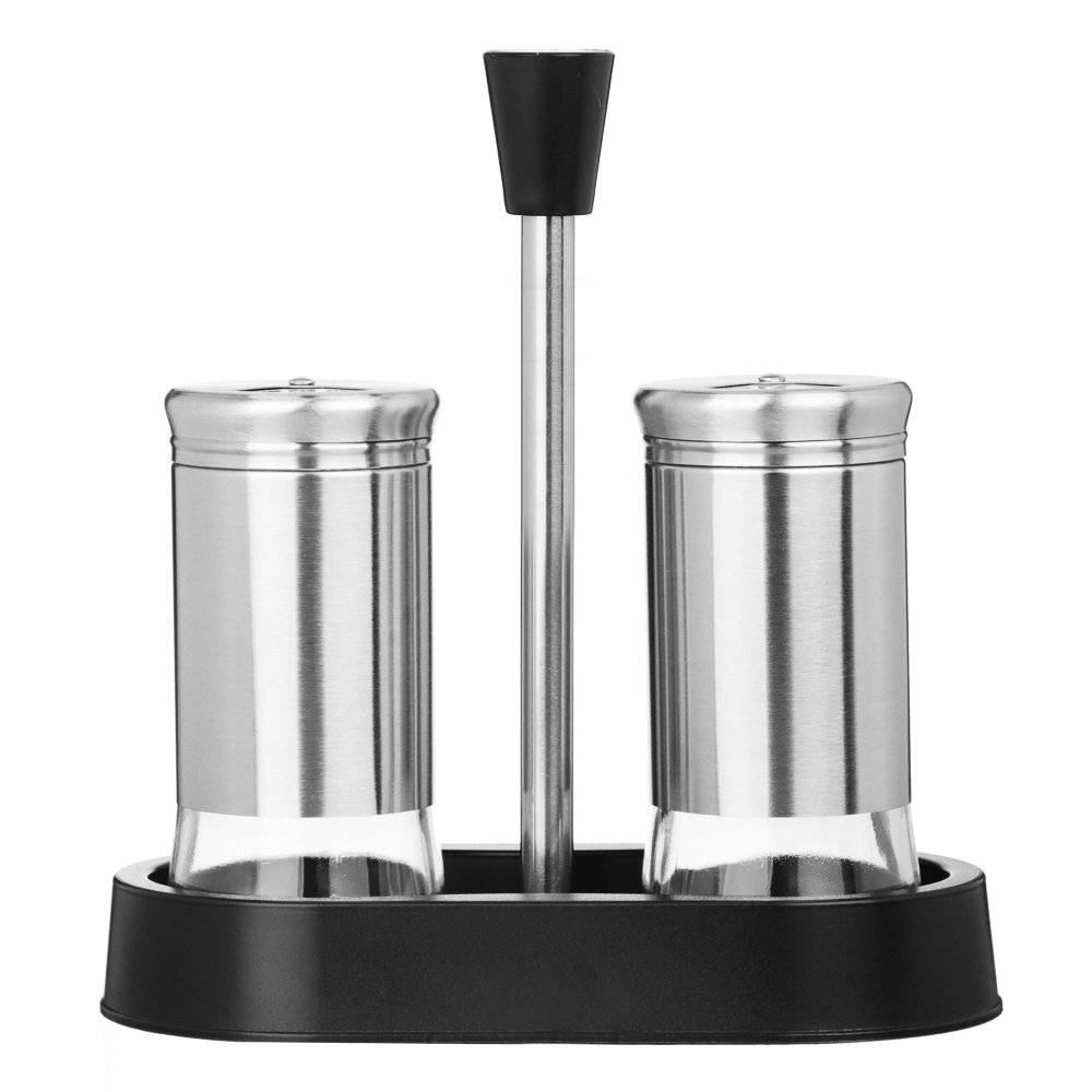 SATOSHI Набор для соли и перца 2шт. 16.6x8.5x17.5см, стекло, нерж.сталь, пластик, цвет серебро, арт.№ 828-335