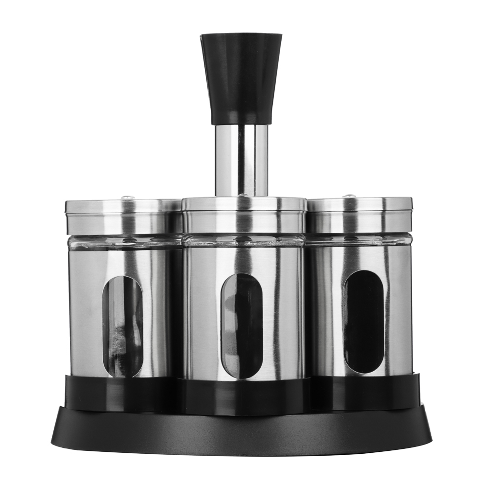 SATOSHI Набор для специй, 6шт. 15.4x15.4x16.1см, стекло, нерж.сталь, пластик, цвет серебро, арт.№ 828-336