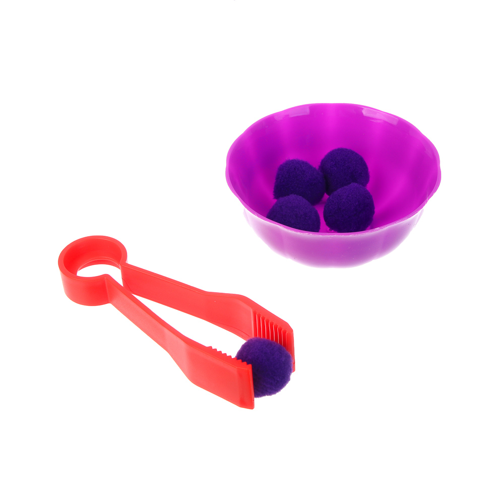 Развивающий набор ИГРОЛЕНД тарелочки, шарики, пинцет, PP, текстиль, 13х19х3см, арт.№ 262-552