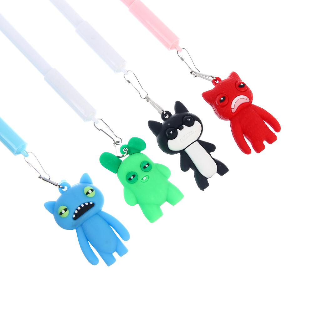 Ручка гелевая черная 0,5мм, с фигуркой "Монстрики", 4 вида, арт.№ 591-284