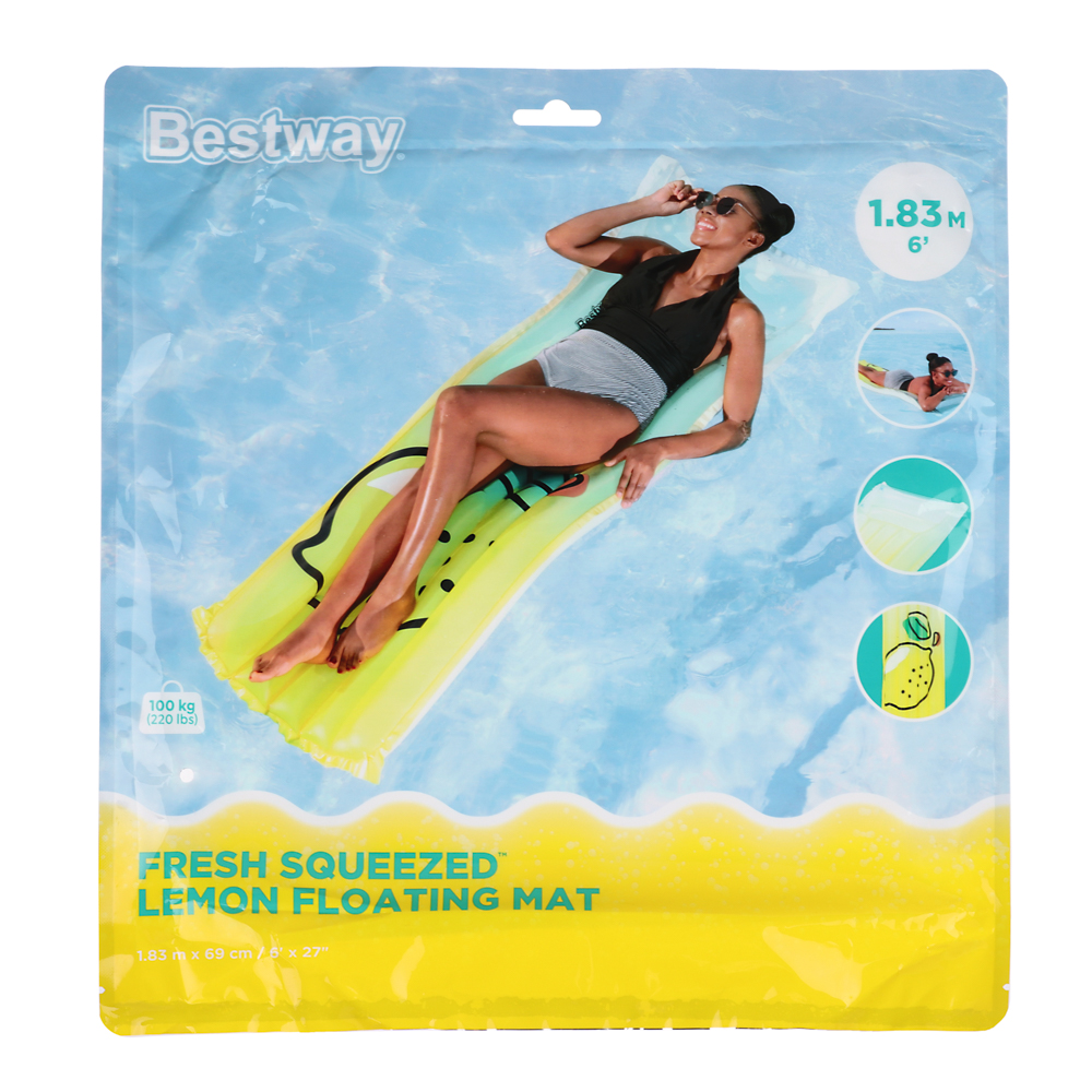 BESTWAY Надувной матрас FRESH SQUEEZED «Лимон», 183x69см, 44122, арт.№ 036-050